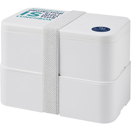 MIYO Pure Doppel-Lunchbox, Antimikrobiell , weiss / weiss / weiss, 99% PP Kunststoff, 1% Antibakterieller Zusatzstoff, 18,00cm x 11,30cm x 11,00cm (Länge x Höhe x Breite), Bild 2