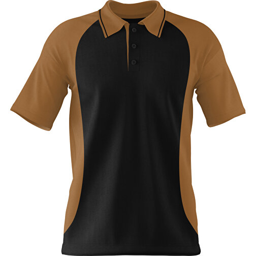 Poloshirt Individuell Gestaltbar , schwarz / erdbraun, 200gsm Poly/Cotton Pique, XS, 60,00cm x 40,00cm (Höhe x Breite), Bild 1