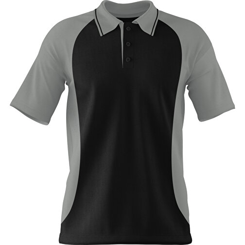Poloshirt Individuell Gestaltbar , schwarz / grau, 200gsm Poly/Cotton Pique, XS, 60,00cm x 40,00cm (Höhe x Breite), Bild 1