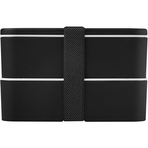 MIYO Doppel-Lunchbox , schwarz / schwarz / schwarz, PP Kunststoff, 18,00cm x 11,30cm x 11,00cm (Länge x Höhe x Breite), Bild 3