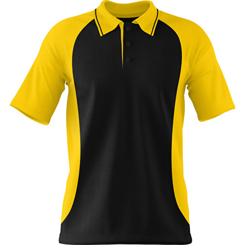 Poloshirt Individuell Gestaltbar , schwarz / goldgelb, 200gsm Poly/Cotton Pique, XS, 60,00cm x 40,00cm (Höhe x Breite), Bild 1