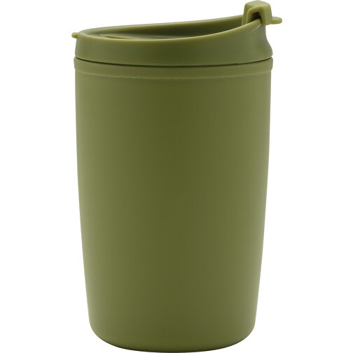 GRS Recycelter PP-Becher Mit Flip-Deckel, Grün , grün, Polypropylen - recycelt, 8,50cm x 13,90cm (Länge x Höhe), Bild 3