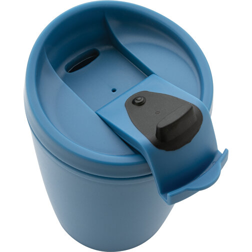 GRS Recycelter PP-Becher Mit Flip-Deckel, Blau , blau, Polypropylen - recycelt, 8,50cm x 13,90cm (Länge x Höhe), Bild 5