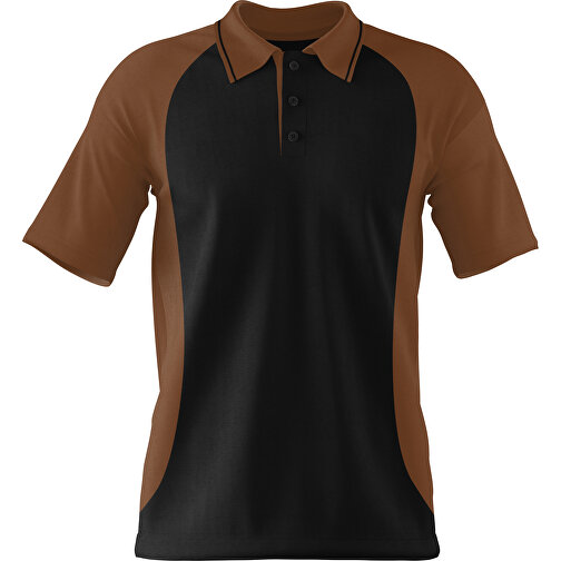 Poloshirt Individuell Gestaltbar , schwarz / dunkelbraun, 200gsm Poly/Cotton Pique, S, 65,00cm x 45,00cm (Höhe x Breite), Bild 1