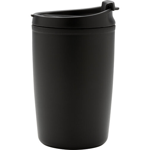 GRS Recycelter PP-Becher Mit Flip-Deckel, Schwarz , schwarz, Polypropylen - recycelt, 8,50cm x 13,90cm (Länge x Höhe), Bild 3