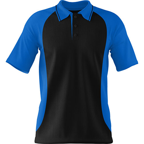 Poloshirt Individuell Gestaltbar , schwarz / kobaltblau, 200gsm Poly/Cotton Pique, S, 65,00cm x 45,00cm (Höhe x Breite), Bild 1