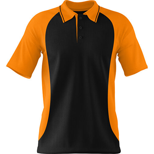 Poloshirt Individuell Gestaltbar , schwarz / gelborange, 200gsm Poly/Cotton Pique, S, 65,00cm x 45,00cm (Höhe x Breite), Bild 1