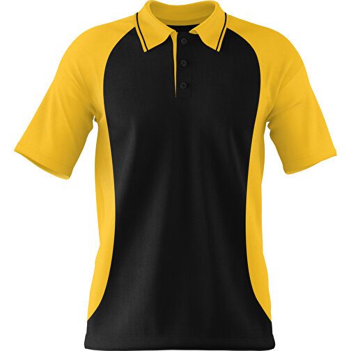 Poloshirt Individuell Gestaltbar , schwarz / sonnengelb, 200gsm Poly/Cotton Pique, S, 65,00cm x 45,00cm (Höhe x Breite), Bild 1