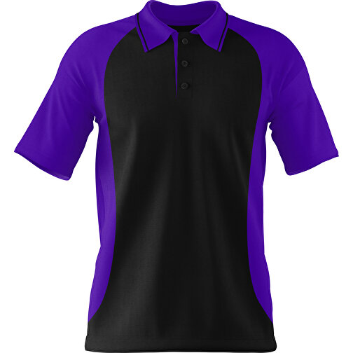 Poloshirt Individuell Gestaltbar , schwarz / violet, 200gsm Poly/Cotton Pique, M, 70,00cm x 49,00cm (Höhe x Breite), Bild 1