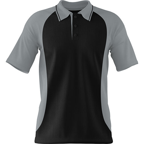 Poloshirt Individuell Gestaltbar , schwarz / silber, 200gsm Poly/Cotton Pique, M, 70,00cm x 49,00cm (Höhe x Breite), Bild 1