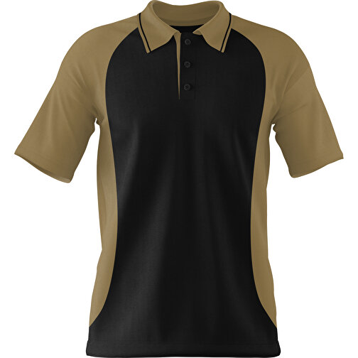 Poloshirt Individuell Gestaltbar , schwarz / gold, 200gsm Poly/Cotton Pique, M, 70,00cm x 49,00cm (Höhe x Breite), Bild 1