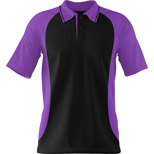 Poloshirt Individuell Gestaltbar , schwarz / lavendellila, 200gsm Poly/Cotton Pique, M, 70,00cm x 49,00cm (Höhe x Breite), Bild 1