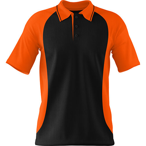 Poloshirt Individuell Gestaltbar , schwarz / orange, 200gsm Poly/Cotton Pique, L, 73,50cm x 54,00cm (Höhe x Breite), Bild 1