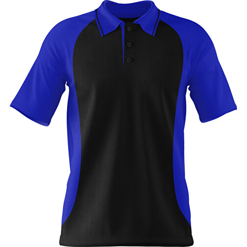 Poloshirt Individuell Gestaltbar , schwarz / blau, 200gsm Poly/Cotton Pique, 3XL, 81,00cm x 66,00cm (Höhe x Breite), Bild 1