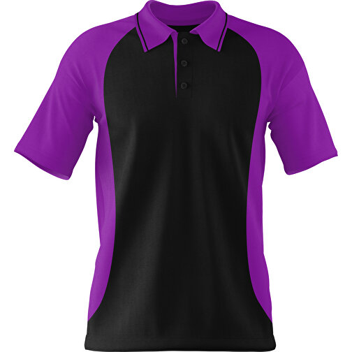 Poloshirt Individuell Gestaltbar , schwarz / dunkelmagenta, 200gsm Poly/Cotton Pique, 3XL, 81,00cm x 66,00cm (Höhe x Breite), Bild 1