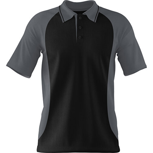 Poloshirt Individuell Gestaltbar , schwarz / dunkelgrau, 200gsm Poly/Cotton Pique, 3XL, 81,00cm x 66,00cm (Höhe x Breite), Bild 1