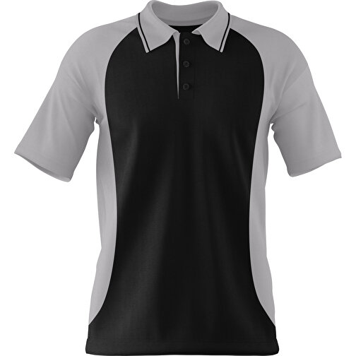 Poloshirt Individuell Gestaltbar , schwarz / hellgrau, 200gsm Poly/Cotton Pique, 2XL, 79,00cm x 63,00cm (Höhe x Breite), Bild 1