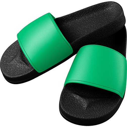 Badelatschen Unisex Individuell Gestaltbar , schwarz / grün, PVC, , Bild 1
