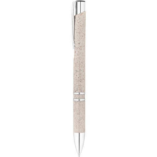 BETA WHEAT. Kugelschreiber Aus Strohfaser Und ABS Mit Clip , naturhell, Weizenstroh. ABS. Metall, 1,00cm (Höhe), Bild 1