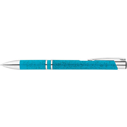 BETA WHEAT. Kugelschreiber Aus Strohfaser Und ABS Mit Clip , hellblau, Weizenstroh. ABS. Metall, 1,00cm (Höhe), Bild 3