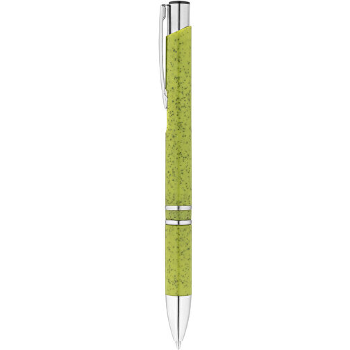 BETA WHEAT. Kugelschreiber Aus Strohfaser Und ABS Mit Clip , hellgrün, Weizenstroh. ABS. Metall, 1,00cm (Höhe), Bild 1