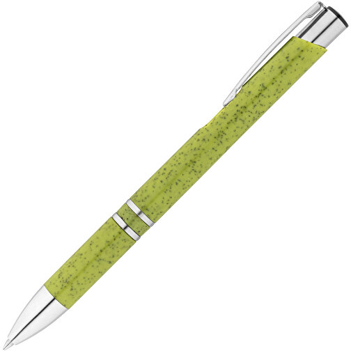 BETA WHEAT. Kugelschreiber Aus Strohfaser Und ABS Mit Clip , hellgrün, Weizenstroh. ABS. Metall, 1,00cm (Höhe), Bild 2