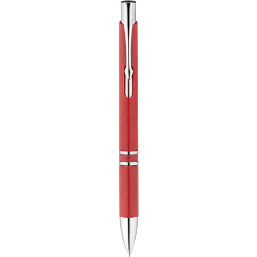 BETA WHEAT. Kugelschreiber Aus Strohfaser Und ABS Mit Clip , rot, Weizenstroh. ABS. Metall, 1,00cm (Höhe), Bild 4