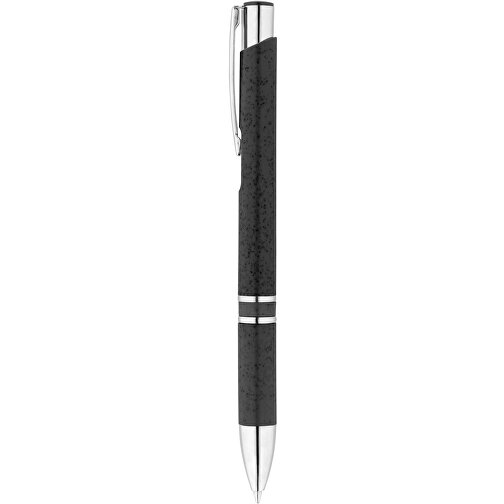 BETA WHEAT. Kugelschreiber Aus Strohfaser Und ABS Mit Clip , schwarz, Weizenstroh. ABS. Metall, 1,00cm (Höhe), Bild 1