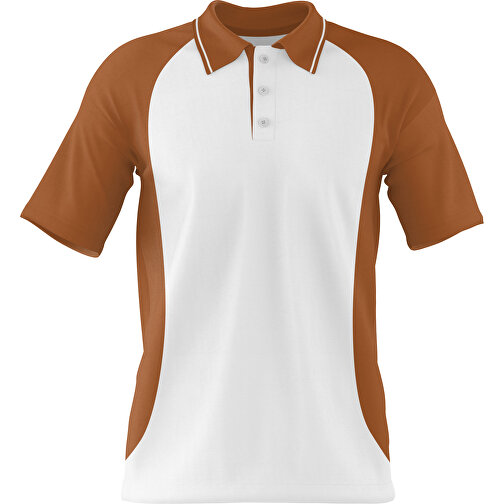 Poloshirt Individuell Gestaltbar , weiss / braun, 200gsm Poly/Cotton Pique, XS, 60,00cm x 40,00cm (Höhe x Breite), Bild 1