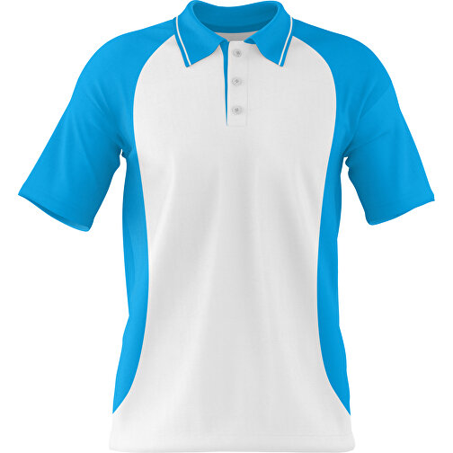 Poloshirt Individuell Gestaltbar , weiss / himmelblau, 200gsm Poly/Cotton Pique, XS, 60,00cm x 40,00cm (Höhe x Breite), Bild 1