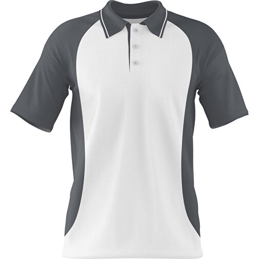 Poloshirt Individuell Gestaltbar , weiss / dunkelgrau, 200gsm Poly/Cotton Pique, XL, 76,00cm x 59,00cm (Höhe x Breite), Bild 1