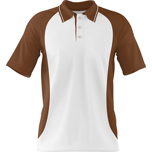 Poloshirt Individuell Gestaltbar , weiß / dunkelbraun, 200gsm Poly/Cotton Pique, XL, 76,00cm x 59,00cm (Höhe x Breite), Bild 1
