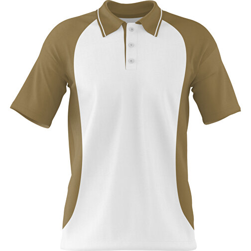 Poloshirt Individuell Gestaltbar , weiß / gold, 200gsm Poly/Cotton Pique, S, 65,00cm x 45,00cm (Höhe x Breite), Bild 1