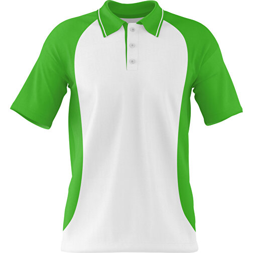 Poloshirt Individuell Gestaltbar , weiß / grasgrün, 200gsm Poly/Cotton Pique, S, 65,00cm x 45,00cm (Höhe x Breite), Bild 1