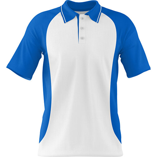 Poloshirt Individuell Gestaltbar , weiß / kobaltblau, 200gsm Poly/Cotton Pique, S, 65,00cm x 45,00cm (Höhe x Breite), Bild 1