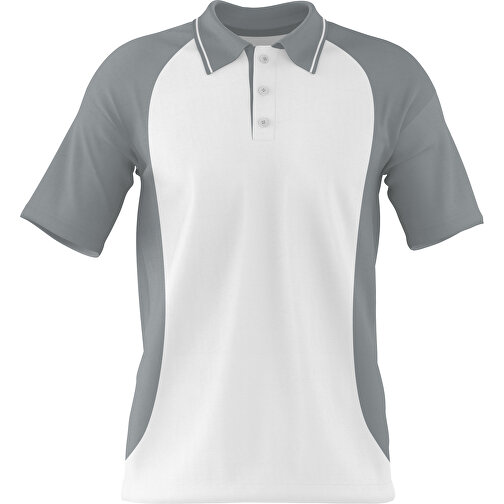 Poloshirt Individuell Gestaltbar , weiss / silber, 200gsm Poly/Cotton Pique, M, 70,00cm x 49,00cm (Höhe x Breite), Bild 1