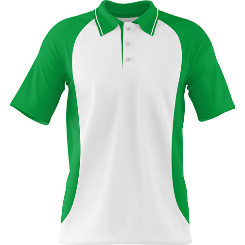Poloshirt Individuell Gestaltbar , weiss / grün, 200gsm Poly/Cotton Pique, L, 73,50cm x 54,00cm (Höhe x Breite), Bild 1