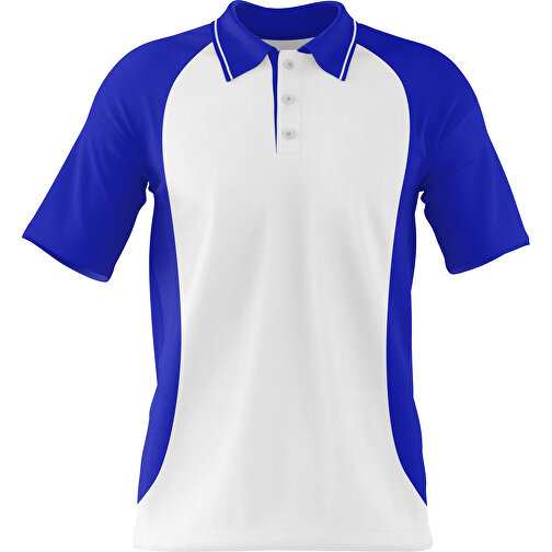 Poloshirt Individuell Gestaltbar , weiß / blau, 200gsm Poly/Cotton Pique, L, 73,50cm x 54,00cm (Höhe x Breite), Bild 1