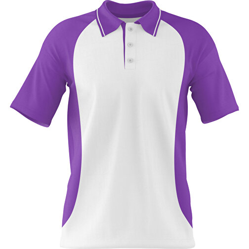 Poloshirt Individuell Gestaltbar , weiß / lavendellila, 200gsm Poly/Cotton Pique, 3XL, 81,00cm x 66,00cm (Höhe x Breite), Bild 1