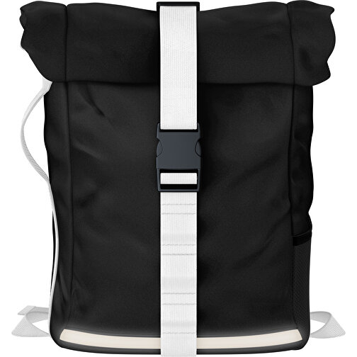 Rolltop Rucksack Comfort , schwarz / weiß, Sublimation-fabric 200g - Polyester (PU), 29,50cm x 13,00cm x 33,00cm (Länge x Höhe x Breite), Bild 1