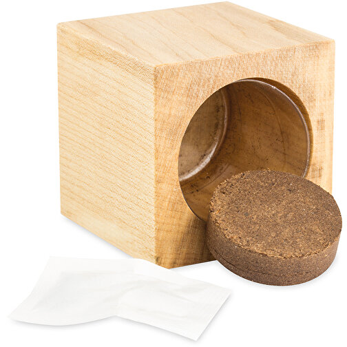 Pot cube boisde bureau en boite star-box avec graines - Thym, 2 sites gravés au laser, Image 4