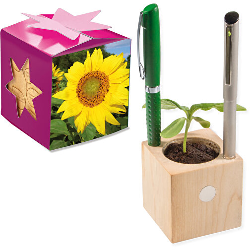 Plant Wood Office Star Box - solros, 2 sidor laserade, Bild 1
