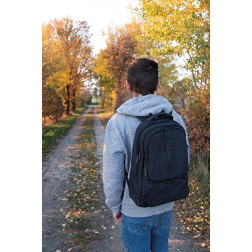 Rucksack AMSTERDAM , schwarz, 300D Rip-Stop Polyester, 30,00cm x 43,00cm x 15,50cm (Länge x Höhe x Breite), Bild 11