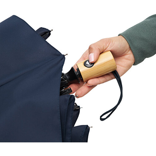 Vollautomatischer Windproof-Taschenschirm CALYPSO , marineblau, Holz / Metall / Polyester, , Bild 6
