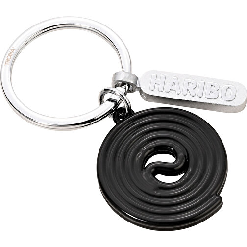 TROIKA Schlüsselanhänger HARIBO LAKRITZ , Troika, schwarz, silberfarben, Metallguss, 7,50cm x 0,40cm x 4,50cm (Länge x Höhe x Breite), Bild 1