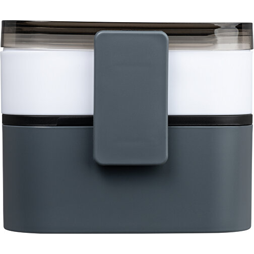 DUO Doppel- Lunchbox Mit Auslaufsicherem Deckel , grau, PP, PC, Silikon, 31,30cm (Höhe), Bild 3