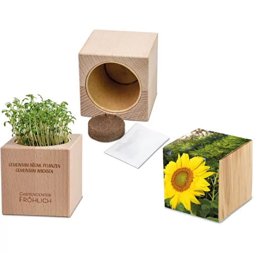 Plante-bois Grande avec graines - Tournesol, 1 sites gravés au laser, Image 1