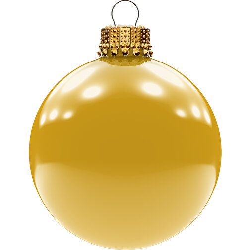 Juletrekule medium 66 mm, krone gull, skinnende, Bilde 1