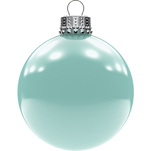 Bola de árbol de Navidad mediana 66 mm, corona plateada, brillante, Imagen 1