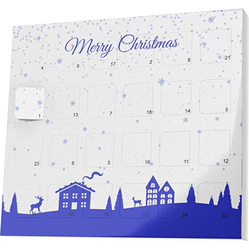XS Adventskalender Weihnachtsdorf , M&M\'s, weiß / blau, Vollkartonhülle, weiß, 1,60cm x 12,00cm x 14,00cm (Länge x Höhe x Breite), Bild 1